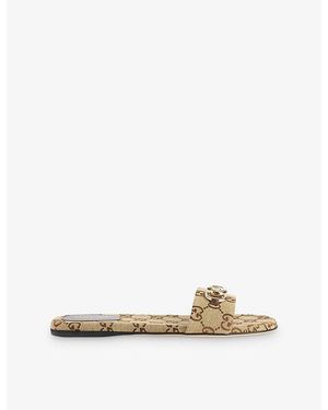 Gucci Gg Canvas Slides - Natural