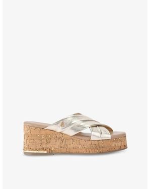 Carvela Kurt Geiger Fresco Cross-Strap Leather Wedges - Natural