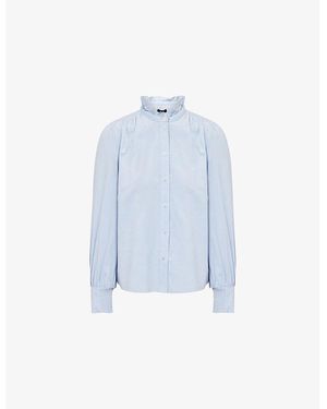 ME+EM Super Soft Micro-Cord Cotton-Blend Blouse - Blue