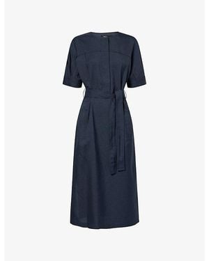 Theory Short-Sleeve Woven Shirt Dress - Blue