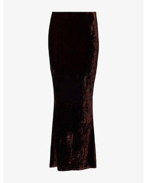 GRACE FAENA Flared Silk Velvet Maxi Skirt - Black