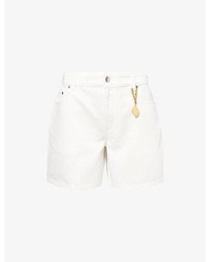 Stella McCartney Mid-Rise Straight-Leg Denim Shorts - White
