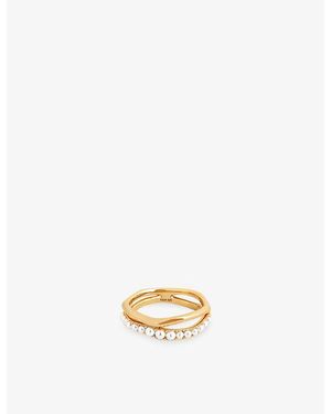 Astrid & Miyu Molten Illusion 18Ct- Plated Sterling- And Pearl Ring - Metallic