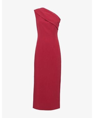 Roland Mouret Asymmetric Draped Crepe Midi Dress - Red