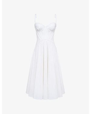 House Of Cb Steffani Floral-Print Stretch-Cotton Midi Dress - White