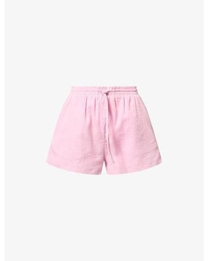Seafolly Crinkle Slip-Pockets Cotton Shorts - Pink