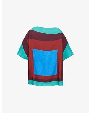 Loewe Colour-Block Silk Scarf Top - Blue