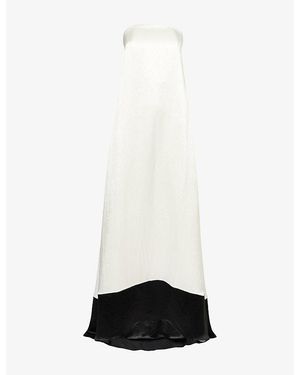 Abadia Diana Strapless Satin Maxi Dress - White