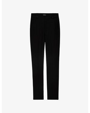Zadig & Voltaire Panny Rhinestone-Embellished Straight-Leg Stretch-Woven Trousers - Black