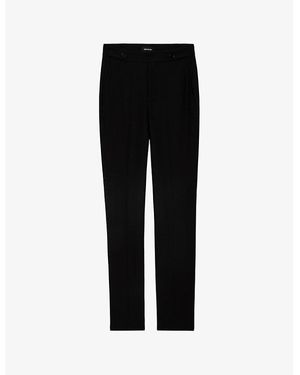 Zadig & Voltaire Panny Rhinestone-Embellished Straight-Leg Stretch-Woven Trousers - Black