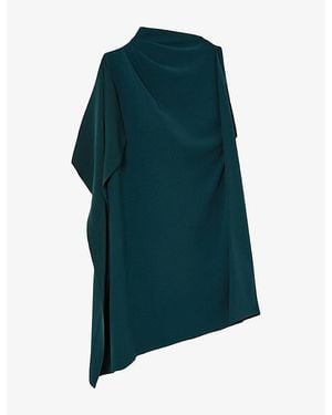 Reiss Ellery One-Shoulder Draped Woven Mini Dress - Green