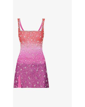Clio Peppiatt Gradient Sequin-embellished Stretch-woven Mini Dress - Pink