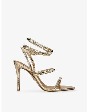 Steve Madden Teena Stud Heeled Woven Sandals - Metallic