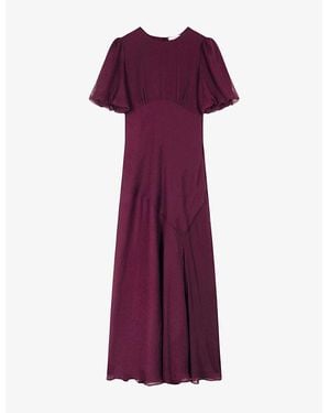 OMNES Nola Puff-Sleeve Woven Maxi Dress - Purple