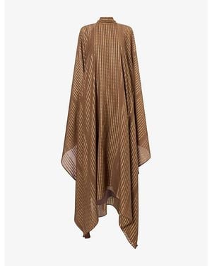 Taller Marmo Agadez Cold-Shoulder Chiffon Fil Coupè Kaftan Dress - Brown