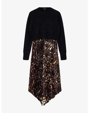 AllSaints Jax Pardus Two-In-One Woven Midi Dress - Black