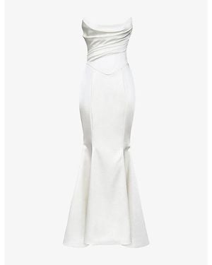 House Of Cb Veronique Strapless Satin Bridal Gown - White