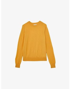 Reiss Hester Round-Neck Wool Jumper - Yellow