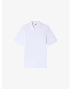 Sandro Branded Cotton-Piqué Polo Shirt - White