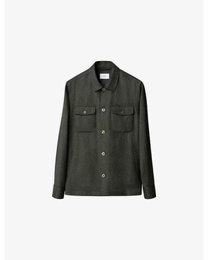 Eton Chest-Pocket Long-Sleeved Wool Overshirt - Green