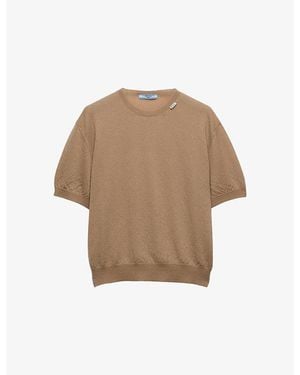 Prada Short-Sleeved Relaxed-Fit Cashmere Jumper - Natural