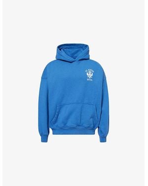 Rhude Seal Graphic-Print Cotton Hoody - Blue