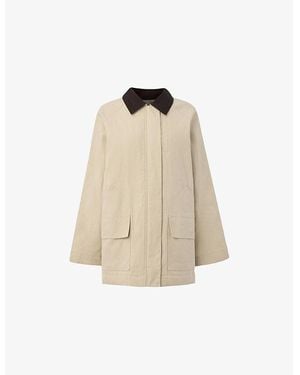 Whistles Fern Contrast-Collar Waxed Jacket - Natural