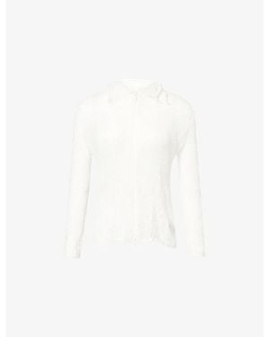 Issey Miyake Chiffon Twist Zip-Through Pleats Shirt - White