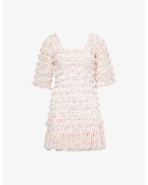 Needle & Thread Rose Ditsy Frilled Woven Mini Dress - Pink