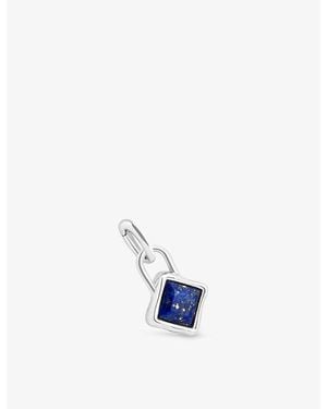 Astrid & Miyu September Birthstone Rhodium-Plated Sterling- And Lapis Charm - Blue