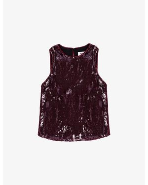 Ro&zo Sequin-Embellished Sleeveless Stretch-Woven Top - Purple