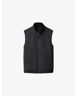 Eton Reversible Zip-Up Stretch Wool-Blend Gilet - Black