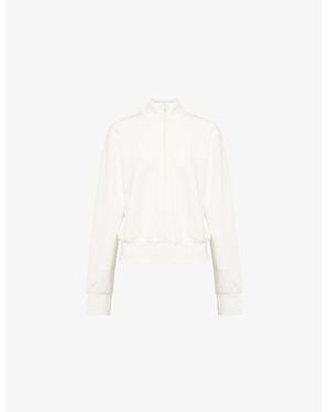 GOOD AMERICAN Scuba High-Neck Stretch-Woven Sweatshirt - White