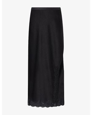 ME+EM Lace-Trim Satin Maxi Skirt - Black
