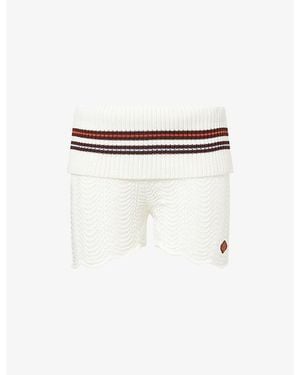 The Couture Club Crochet Knitted Foldover Cotton Shorts - White