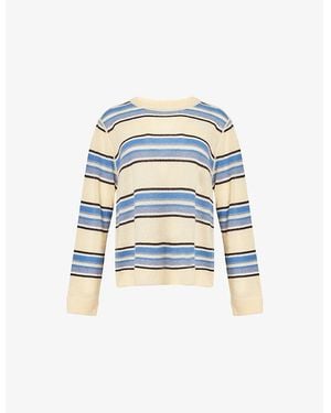 Reformation Relaxed-Fit Striped Cashmere-Knit Jumper - Blue