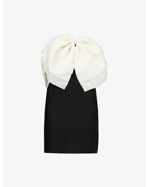 Amy Lynn Oscar Bow-Embellishment Knitted Mini Dress - Black