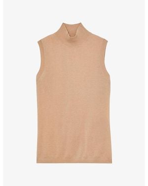 Reiss Evelyn Funnel-Neck Wool Vest - Natural