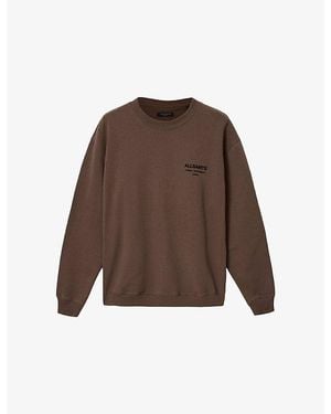 AllSaints Xander Branded-Print Cotton-Jersey Sweatshirt - Brown