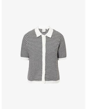 Varley Gaelle Zigzag-Pattern Cotton Polo Top - Grey