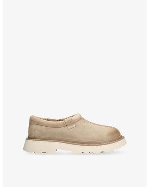 UGG Tasman Lug-Sole Suede Slippers - Natural