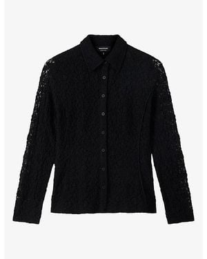 Whistles Semi-Sheer Lace Shirt - Black