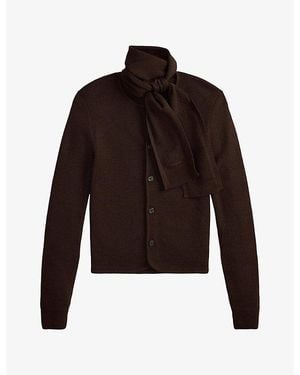 Polo Ralph Lauren Scarf-Detail Slim-Fit Wool Cardigan - Brown