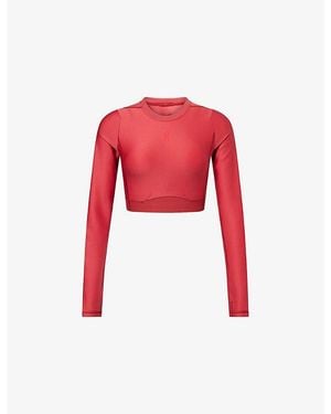 On Shoes Train Year Of The Horse Lg-Sleeve Crop Top - Red