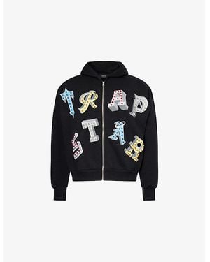 Trapstar Wildcard 2.0 Embellished Cotton-Jersey Hoody - Black