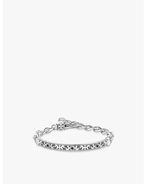 Thomas Sabo Engraved Sterling- And Zirconia Cuff Bracelet - White