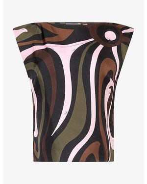 PUCCI Patterned Sleeveless Silk Top - Black