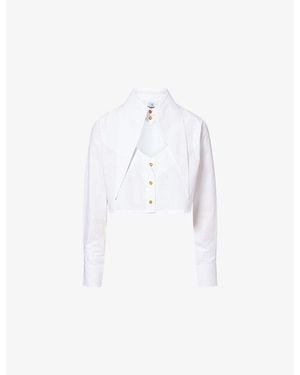 Vivienne Westwood Cut-Out Heart Cropped Cotton Shirt - White