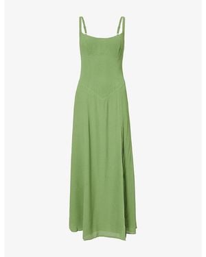 Reformation Ailany Square-Neck Woven Midi Dress - Green