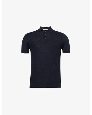 Orlebar Brown Burnham Maybrook Knitted Silk-Blend Polo Shirt - Blue